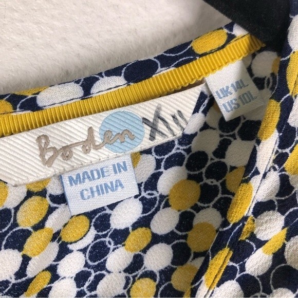 Boden Aurelia Tunic Top Mini Dress Blue Yellow Circles Dots Classic Sz 10 Long - Picture 4 of 8